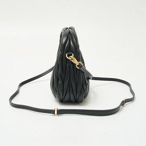 Miu Miu Shoulder Leather Hobo Wonder Mini Bag Matelassé Black